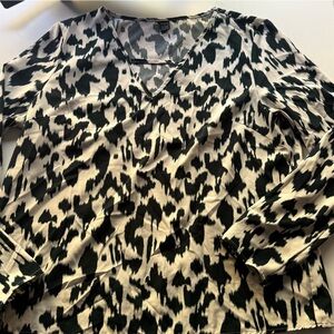 SHEIN Black and White Animal Print Long Sleeve Top